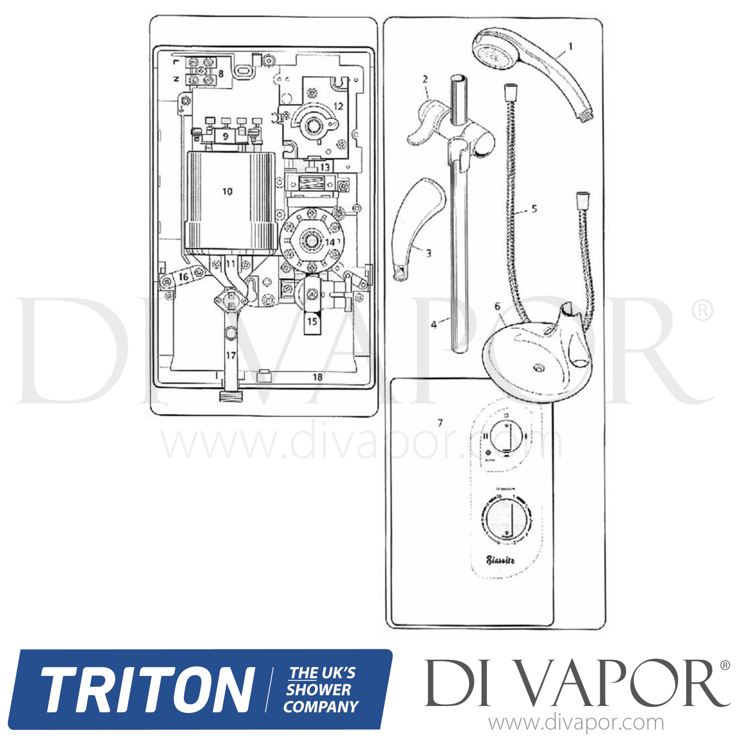 Triton Biarritz Electric Shower Spare Parts Tr Dv 595